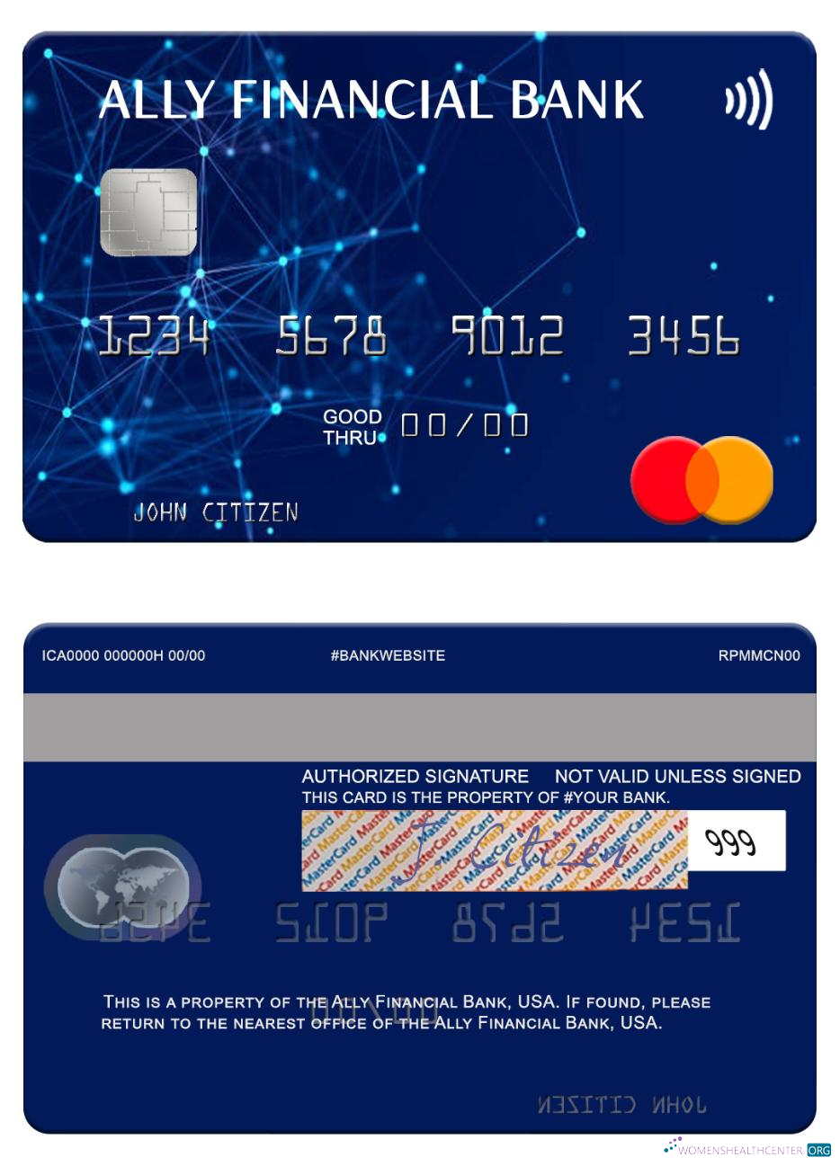 Download USA Ally Financial Bank mastercard Photoshop template